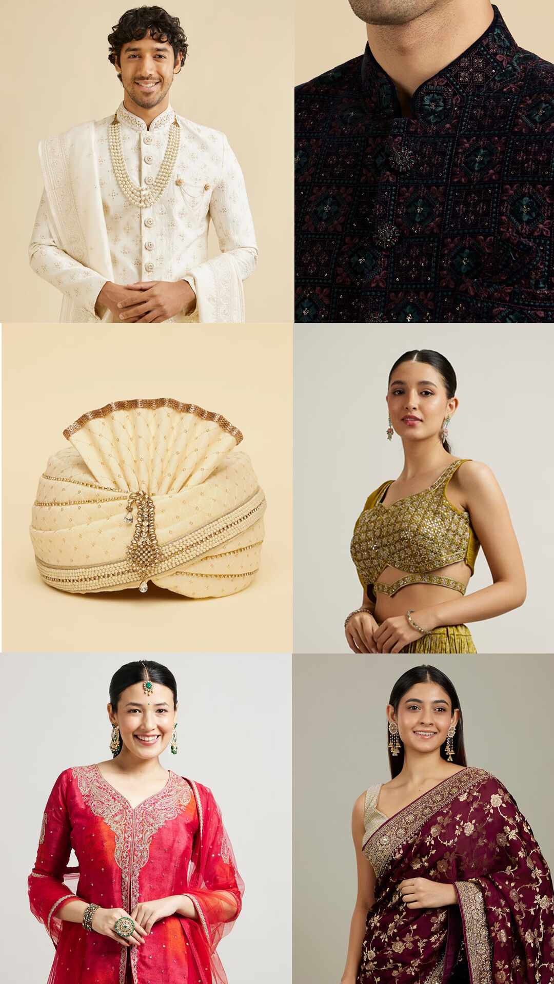 Traditional wedding attire essentials—kurta, safa, lehenga, and sarees—packed for a destination wedding.